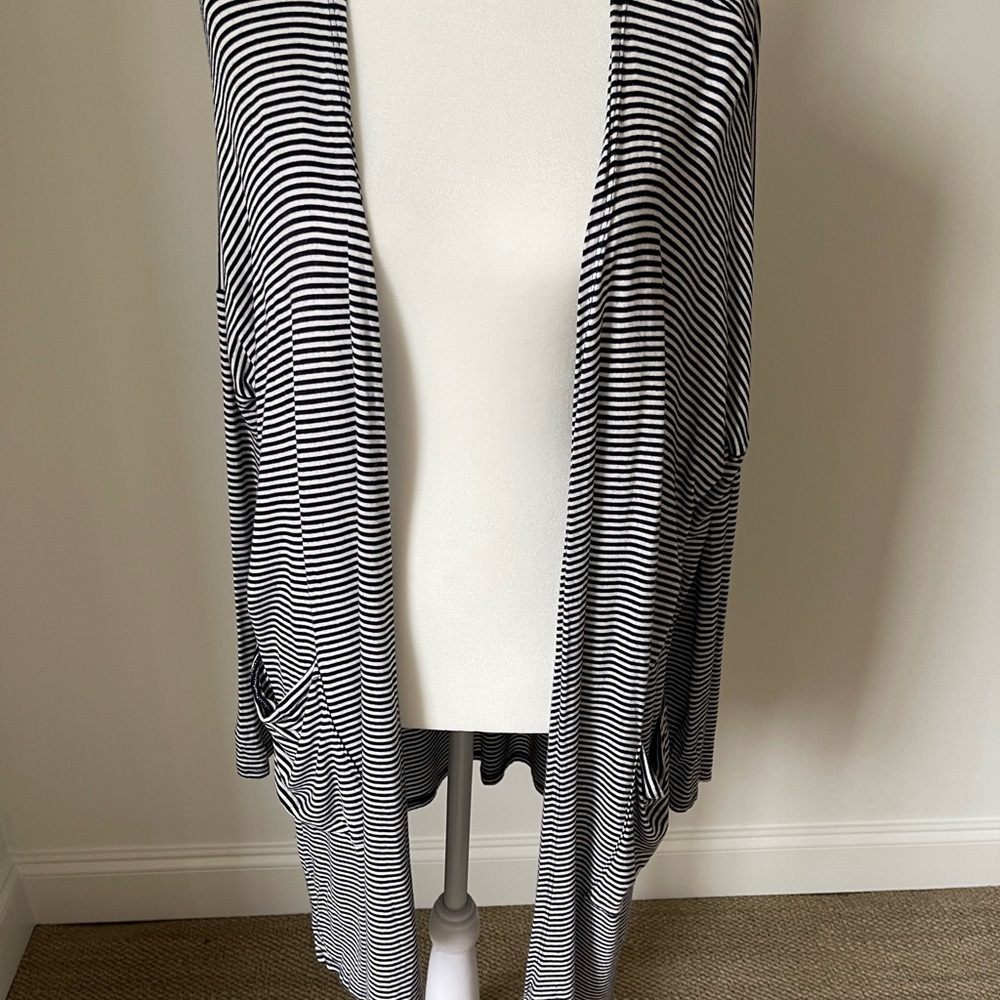 Carly Jean Los Angeles - Black and White Striped Top - Size M